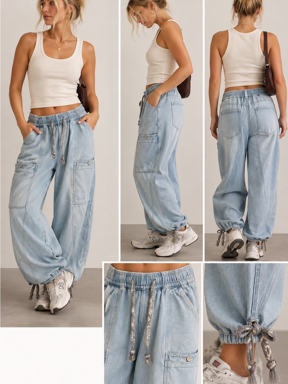 Free People We The Free Bright Eyed Low Slung Pull On Barrel Jeans Size L